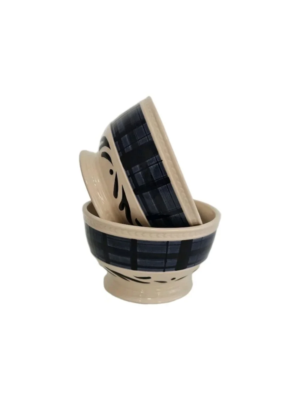 2 Fitz & Floyd Bristol Tartan Soup Bowls 5.5
